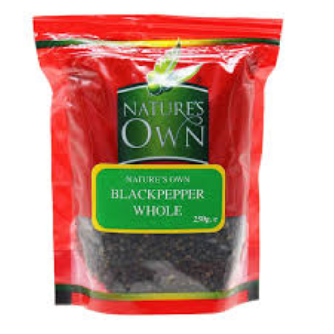 NATURES OWN BLACK PEPPERCORNS WHOLE 250G